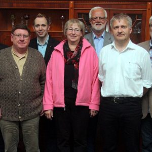 Der geschäftsführende Vorstand der SPD Heeren-Werve (v.l.): Carsten Diete, Günter Riech, Sascha Rabe, Jutta Maeder, Jochen Müller, Klaus Kasperidus, Martin Köhler.,